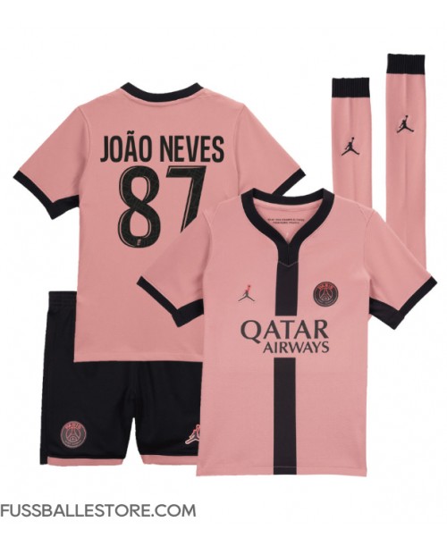 Günstige Paris Saint-Germain Joao Neves #87 3rd trikot Kinder 2024-25 Kurzarm (+ Kurze Hosen)